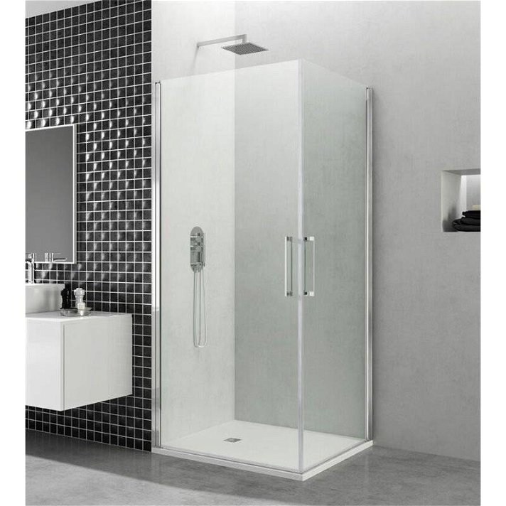 Painel angular de duche com 2 painéis rebatíveis fabricados em vidro temperado OPEN - GME