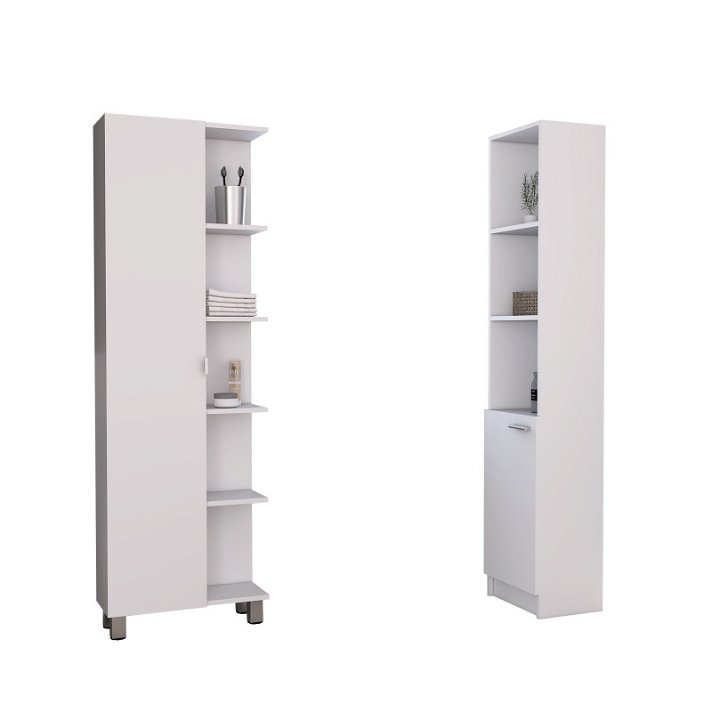 Set de muebles de baño de columna esquinera y columna ergonómica blanco Malaga TuHome