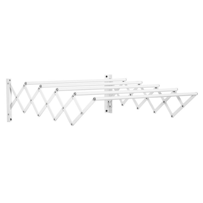 Tendedero extensible de pared con 5 barras paralelas de 63,5x20x60 cm en metal blanco Homcom