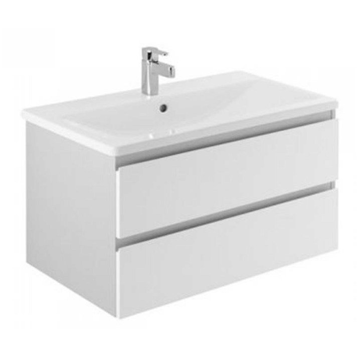 Mueble encimera de baño de 86 cm hecho de MDF con acabado en color gris y blanco LOOK Unisan