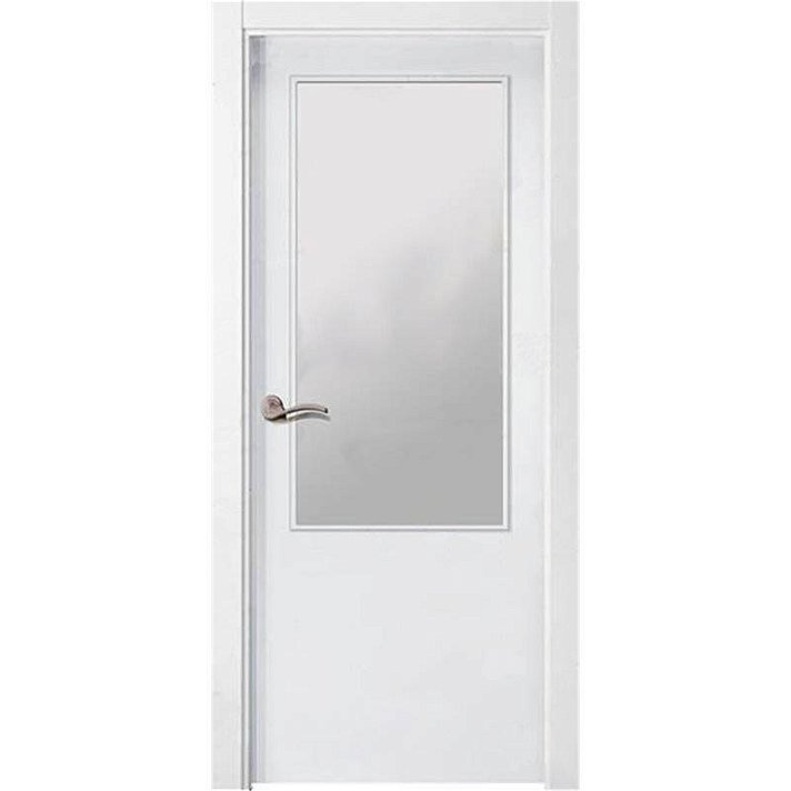 Puerta interior vidriera laminada en block de color blanco listo para ser instalado HPL1-ZV1