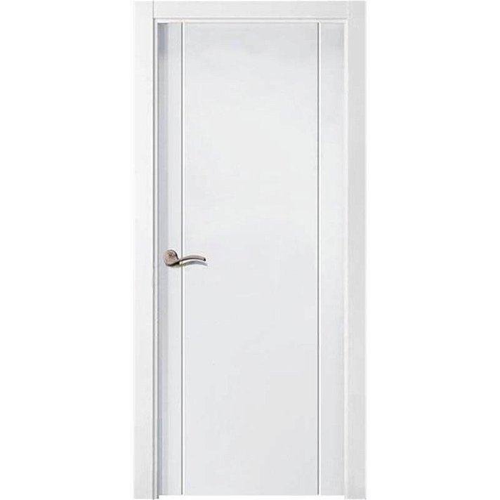 Puerta interior lisa fabricada en MDF de alta densidad con acabado blanco lacado PVP1