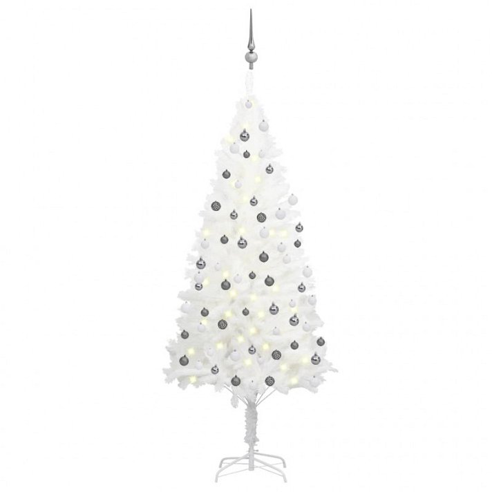 Árbol de Navidad artificial blanco apto para exterior con decoración y luces LEDs de Ø90x180 cm Vida XL