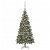 Árbol de Navidad artificial verde y blanco con piñas naturales y decoración con luces LEDs de Ø120x210 cm Vida XL