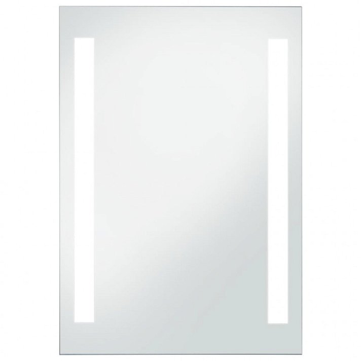 Espejo de vidrio rectangular de pared para baño con luces LED color plateado Vida XL