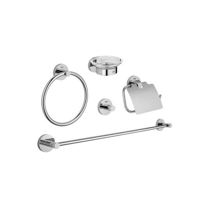 Toallero aro con conjunto de 5 accesorios para baño Essentials Grohe