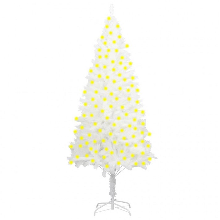 Árbol artificial de Navidad color blanco de polietileno y acero con luces led Vida XL