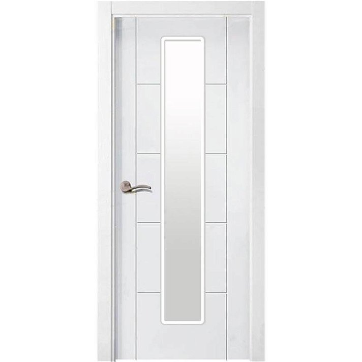 Puerta para interior vidriera en block listo para ser instalado lacada de color blanco PVP5-1VC