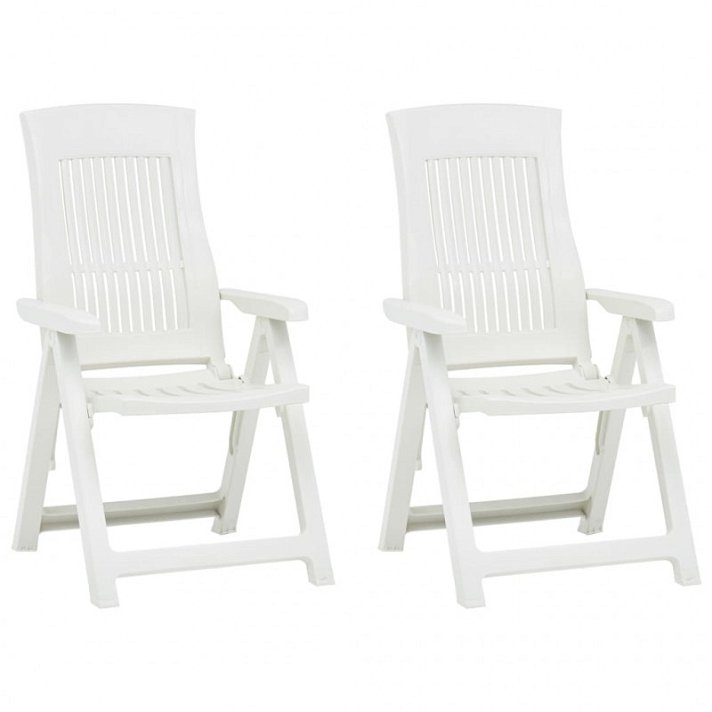 Pacote de cadeiras de jardim reclináveis de plástico com acabamento branco Vida XL