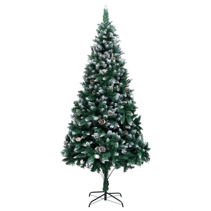 Árbol de Navidad artificial de 210 cm color verde y blanco fabricado en plástico y acero Vida XL