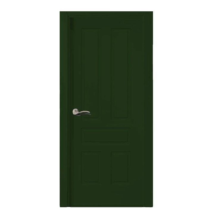 Puerta interior en block lista para ser instalada de color verde con 1 hoja abatible AranjuezV