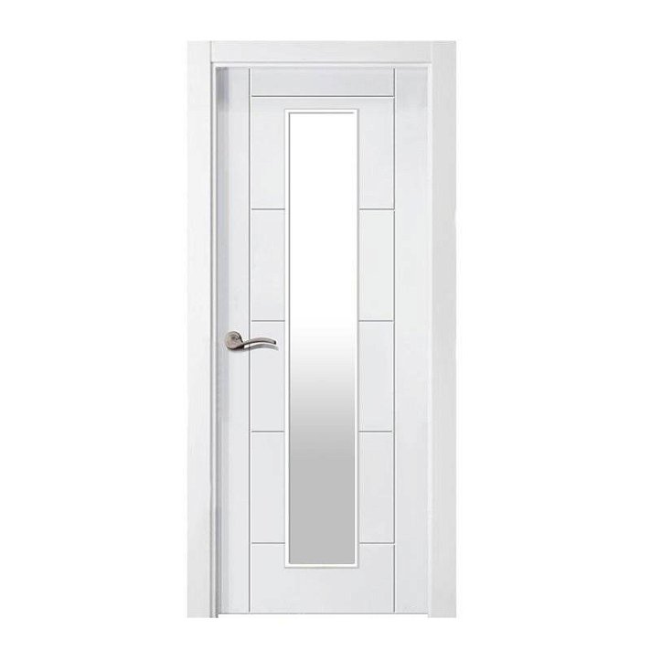 Puerta interior vidriera en block listo para ser instalado de color blanco Asturias-V1C