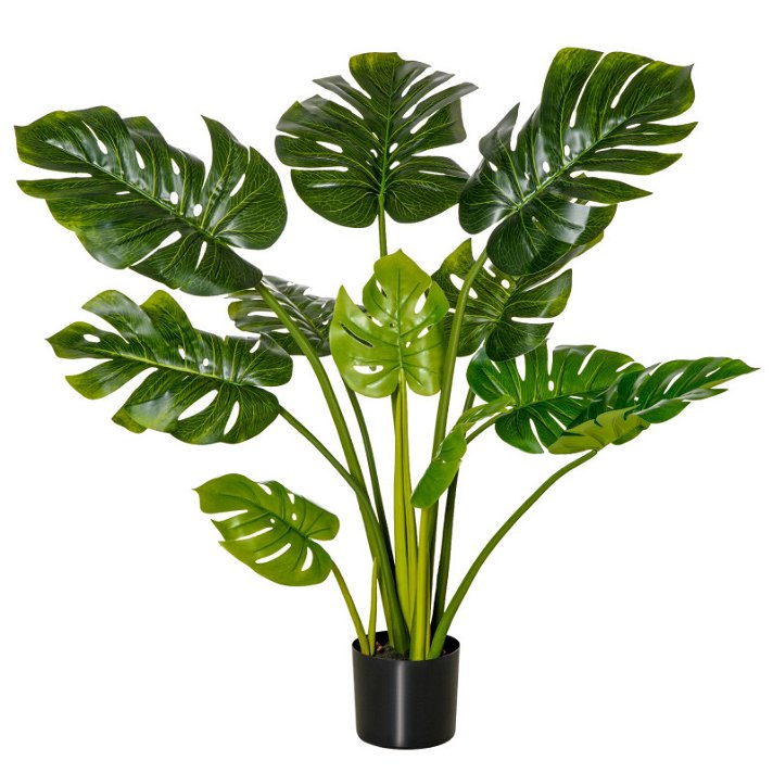 Planta Monstera artificial de 110cm decorativa con maceta para el hogar verde Homcom