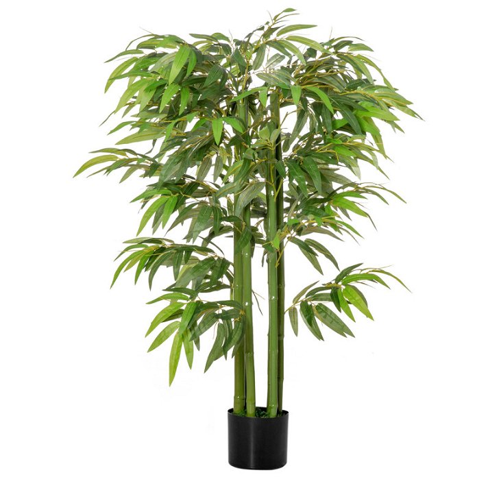 Planta artificial de Bambú de 140cm con maceta apta para interior y exterior verde Homcom