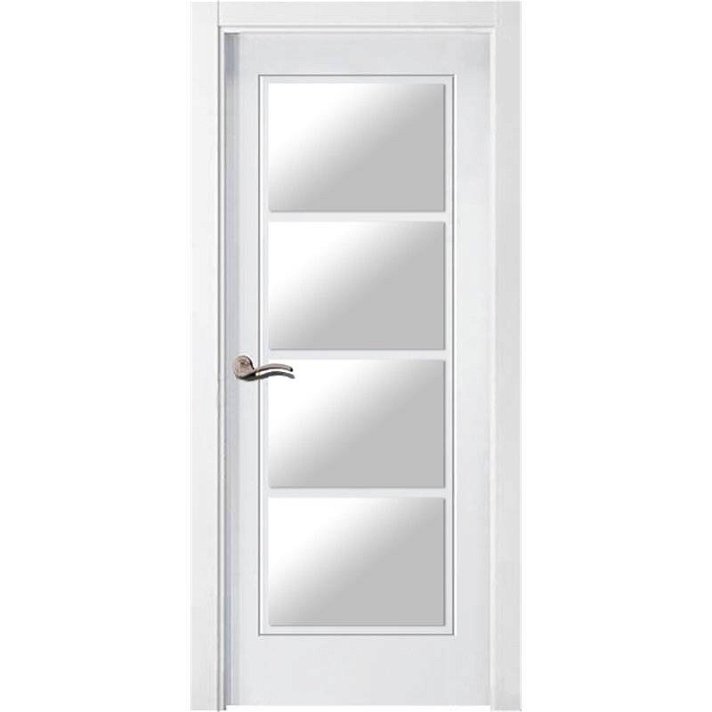 Puerta interior vidriera en block lacada de color blanco listo para ser instalada Rubi-V4