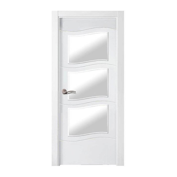 Puerta interior vidriera lacada en block listo para ser instalado en color blanco PL2900-V3