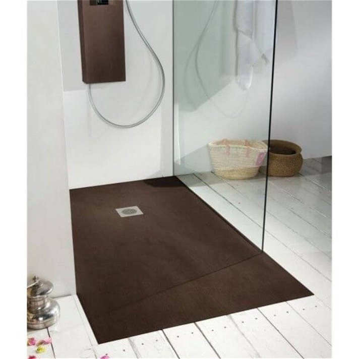 Plato de ducha rectangular antideslizante con textura Forest a medida color Nogal b10