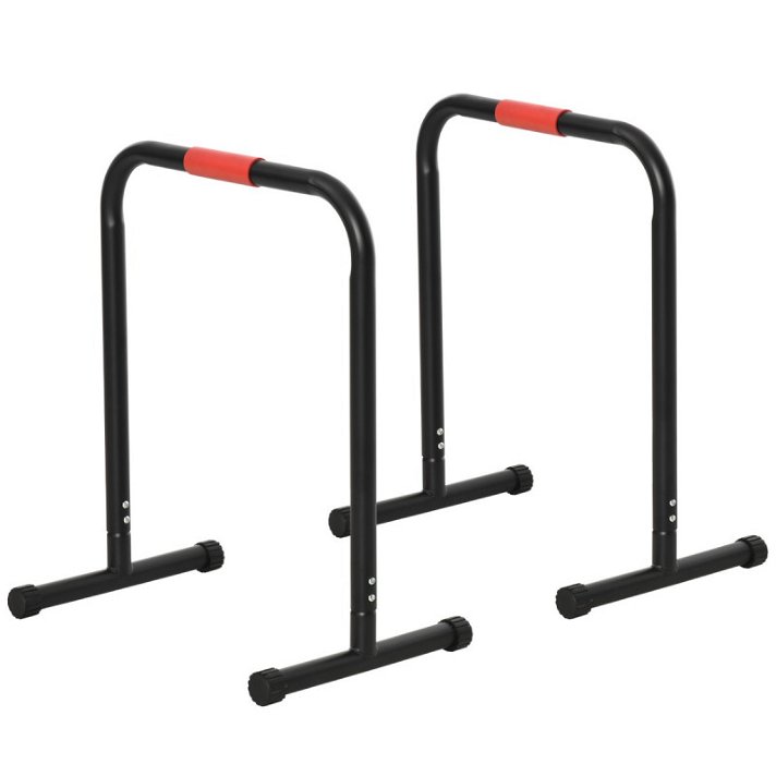 Pack de barras paralelas para exercícios de calistenia de 63x73x41 cm de aço e PVC preto e vermelho Homcom