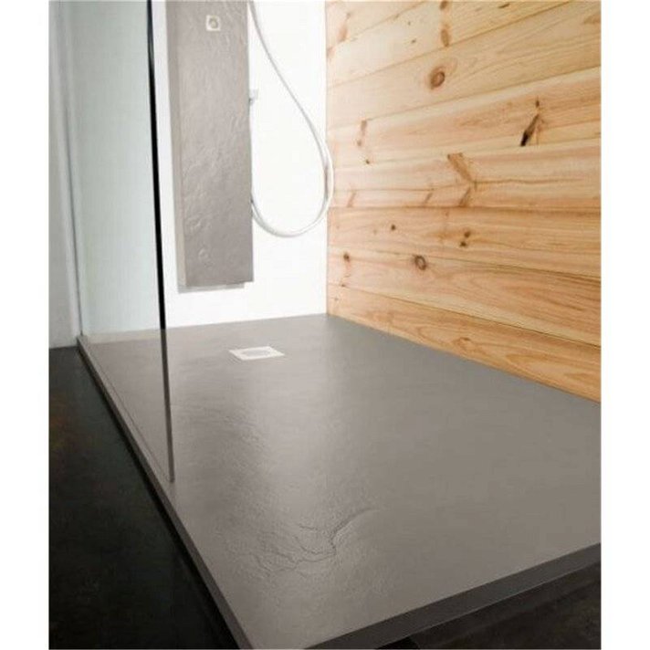 Plato de ducha rectangular antideslizante textura pizarra a medida con acabado hormigón Natural B10