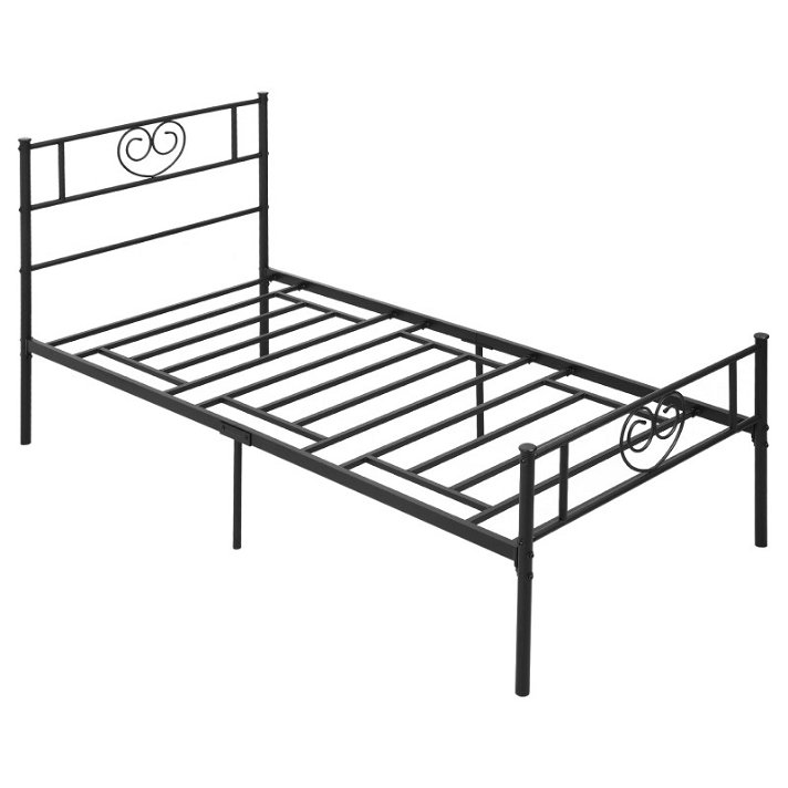 Base de cama de acero para cama individual de 95x196cm con cabecera color negro Homcom