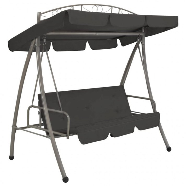 Balancín de jardín convertible en cama de color gris antracita con estructura de acero VidaXL