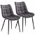 Set de sillas de comedor de terciopelo sintético gris oscuro con patas de metal de color negro Woltu