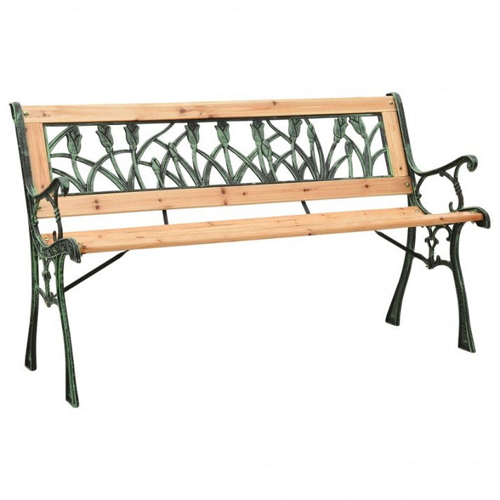 Panchina da giardino con braccioli 122x73x54 cm in legno di abete naturale e ghisa Vida XL