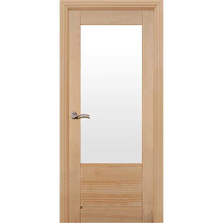 Puerta para interior RUSTICA fabricada en madera de pino maciza con barnizado vidriera Toledo-V