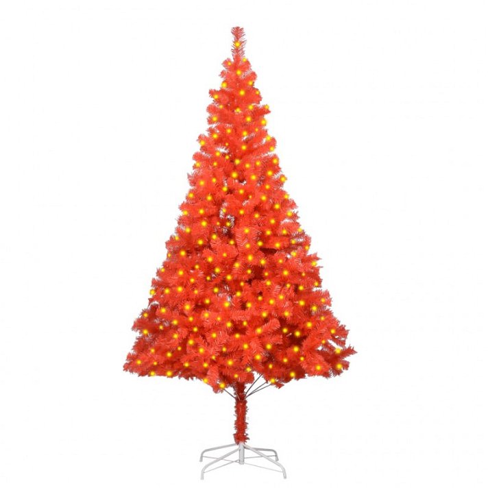 Árbol de Navidad artificial con luces LED de color rojo fabricado en PVC y acero Vida XL