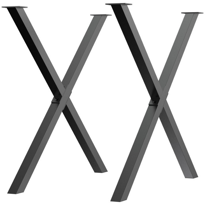 Pack de patas de mesa cuadradas en forma de X de 80x72 cm en acero negro Homcom