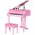 Piano infantil de cola con 30 teclas con taburete y atril de 52x49x50 de MDF rosa Homcom
