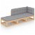 Set di mobili da giardino a 3 posti con divano e poggiapiedi in legno di pino massiccio colore grigio VidaXL